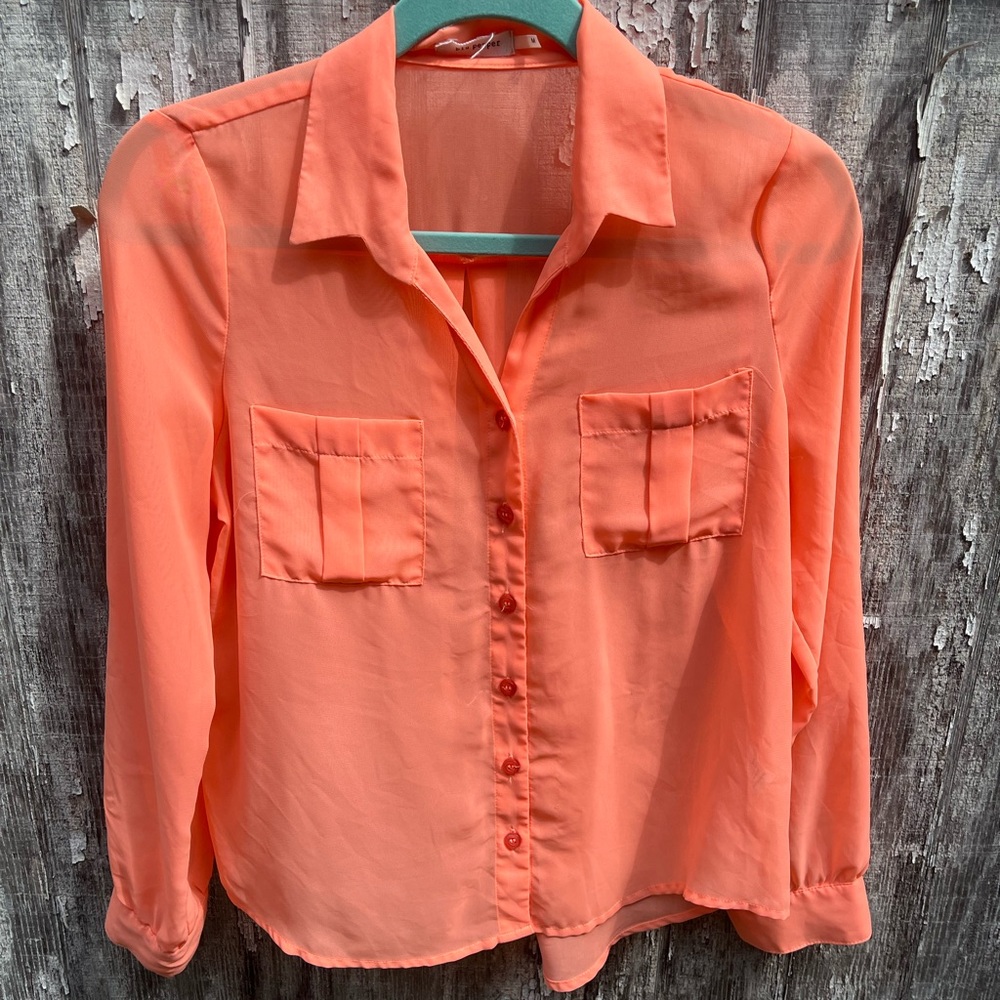 Peach button down